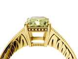 Yellow gold Fancy Yellow Radiant  Solitaire Pavé Diamond Milgrain Engagement Ring with Four-Prong Setting_23
