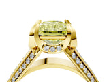 Yellow gold Fancy Yellow Radiant  Solitaire Pave Split Shank Ring with Four-Prong Setting_91