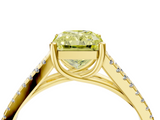 Yellow gold Fancy Yellow Radiant  Solitaire Split Shank Pavé Diamond Engagement Ring_375