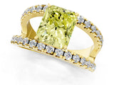 Yellow gold Fancy Yellow Radiant  Solitaire Split Shank Pave Diamond Ring_50