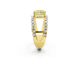 Yellow gold Fancy Yellow Radiant  Solitaire Split Shank Pave Diamond Ring_51