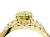 Yellow gold Fancy Yellow Radiant  Solitaire Split Shank Pave Diamond Ring_53
