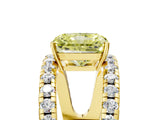 Yellow gold Fancy Yellow Radiant  Solitaire Split Shank Pave Diamond Ring_54