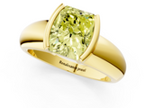 Yellow gold Fancy Yellow Radiant  Solitaire Tension Set Diamond Ring with Wide Band_21