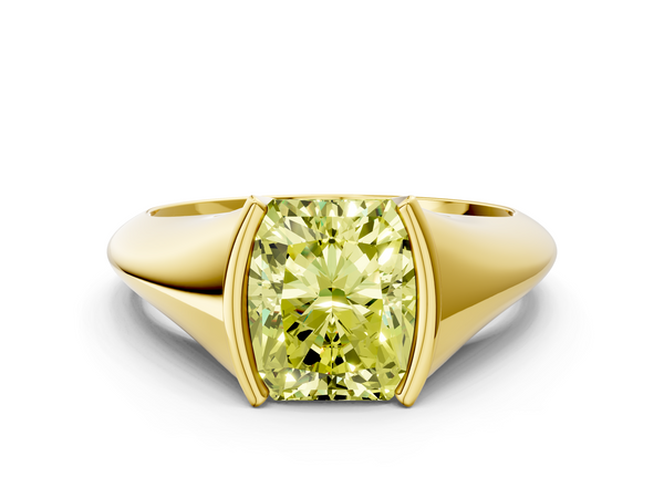 Yellow gold Fancy Yellow Radiant  Solitaire Tension Set Diamond Ring