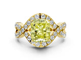 Yellow gold Fancy Yellow Radiant  Solitaire Twist Band Pavé Diamond Engagement Ring_32