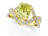 Yellow gold Fancy Yellow Radiant  Solitaire Twist Band Pavé Diamond Engagement Ring_33