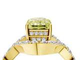 Yellow gold Fancy Yellow Radiant  Solitaire Twist Band Pavé Diamond Engagement Ring_36