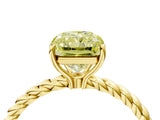 Yellow gold Fancy Yellow Radiant  Solitaire Twist Band Ring with Four-Prong Setting_72