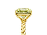 Yellow gold Fancy Yellow Radiant  Solitaire Twist Band Ring with Four-Prong Setting_73