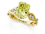 Yellow gold Fancy Yellow Radiant  Solitaire Twist Band with Leaf Prong Setting 1