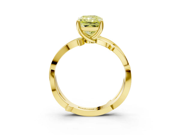 Yellow Gold Radiant Cut Crossover Twist Pave Engagement Ring Setting for Fancy Yellow Center