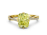 Yellow gold Fancy Yellow Radiant  Solitaire Twist Band with Pavé Diamonds and Four-Prong Setting_52