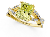 Yellow gold Fancy Yellow Radiant  Solitaire Twist Band with Pavé Setting and Four-Prong Setting_18