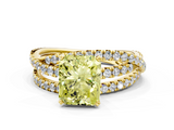 Yellow gold Fancy Yellow Radiant  Solitaire Twist Band with Pavé Setting and Four-Prong Setting_92