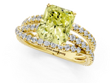 Yellow gold Fancy Yellow Radiant  Solitaire Twist Band with Pavé Setting and Four-Prong Setting_93