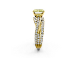 Yellow gold Fancy Yellow Radiant  Solitaire Twist Band with Pavé Setting and Four-Prong Setting_94