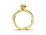 Yellow gold Fancy Yellow Radiant  Solitaire Twist Band with Pavé Setting and Four-Prong Setting_95