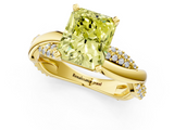 Yellow gold Fancy Yellow Radiant  Solitaire Twist Band with Pave Prong Setting_36