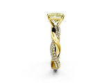 Yellow gold Fancy Yellow Radiant  Solitaire Twist Band with Pave Prong Setting_37
