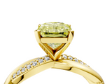 Yellow gold Fancy Yellow Radiant  Solitaire Twist Band with Pave Prong Setting_39