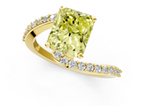 Yellow gold Fancy Yellow Radiant  Solitaire Twist Band with Pave Set Diamonds and Four-Prong Setting_127