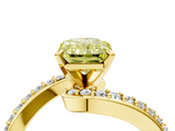Yellow gold Fancy Yellow Radiant  Solitaire Twist Band with Pave Set Diamonds and Four-Prong Setting_130