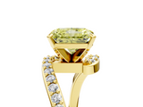 Yellow gold Fancy Yellow Radiant  Solitaire Twist Band with Pave Set Diamonds and Four-Prong Setting_131
