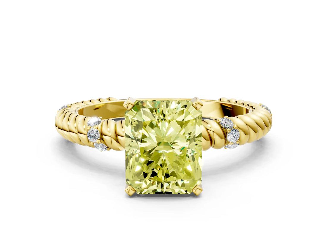 Yellow gold Fancy Yellow Radiant  Solitaire Twisted Band Prong Set Engagement Ring_61