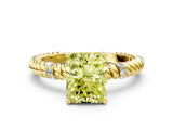 Yellow gold Fancy Yellow Radiant  Solitaire Twisted Band Prong Set Engagement Ring_61