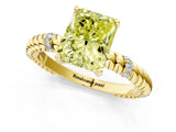 Yellow gold Fancy Yellow Radiant  Solitaire Twisted Band Prong Set Engagement Ring_62