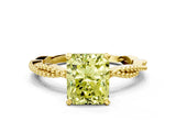 Yellow gold Fancy Yellow Radiant  Solitaire Twisted Band with Bead Prong Setting_343