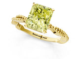 Yellow gold Fancy Yellow Radiant  Solitaire Twisted Band with Bead Prong Setting_344