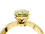 Yellow gold Fancy Yellow Radiant  Solitaire Twisted Band with Bead Prong Setting_347