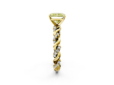 Yellow gold Fancy Yellow Radiant  Solitaire Twisted Band with Pavé Accents and Four-Prong Setting_5