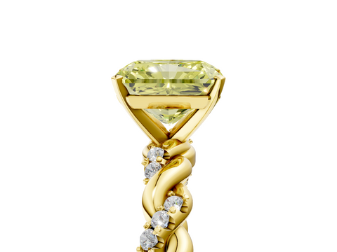 Yellow gold Fancy Yellow Radiant  Solitaire Twisted Band with Pavé Accents and Four-Prong Setting_8