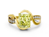 Yellow gold Fancy Yellow Radiant  Solitaire Twisted Band with Prong Setting_3