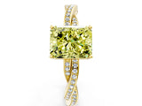 Yellow gold Fancy Yellow Radiant  Solitaire Twisted Pave Diamond Ring with Four-Prong Setting_12