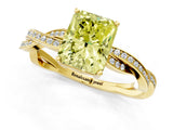 Yellow gold Fancy Yellow Radiant  Solitaire Twisted Pave Diamond Ring with Four-Prong Setting_25