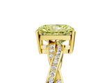 Yellow gold Fancy Yellow Radiant  Solitaire Twisted Pave Diamond Ring with Four-Prong Setting_29