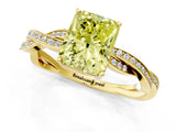 Yellow gold Fancy Yellow Radiant  Solitaire Twisted Pave Diamond Ring with Four-Prong Setting_81