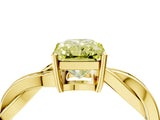 Yellow gold Fancy Yellow Radiant  Solitaire Twisted Pave Diamond Ring with Four-Prong Setting_84