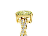 Yellow gold Fancy Yellow Radiant  Solitaire Twisted Pave Diamond Ring with Four-Prong Setting_85
