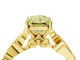 Yellow gold Fancy Yellow Radiant  Solitaire Vine Band with Milgrain Prong Setting_7