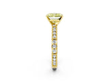 Yellow gold Fancy Yellow Radiant  Solitaire with Pavé Band and Four-Prong Setting_316