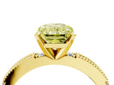 Yellow gold Fancy Yellow Radiant  Solitaire with Pavé Band and Four-Prong Setting_318