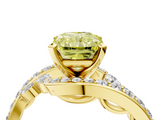 Yellow gold Fancy Yellow Radiant  Solitaire with Pavé Twist Band and Four-Prong Setting_63