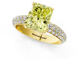 Yellow gold Fancy Yellow Radiant  Solitaire with Pave Band and Four-Prong Setting_4