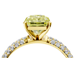 Yellow gold Fancy Yellow Radiant  Solitaire with Pave Band and Four-Prong Setting_7