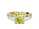 Yellow gold Fancy Yellow Radiant  Solitaire with Side Baguettes and Channel Set Band_45